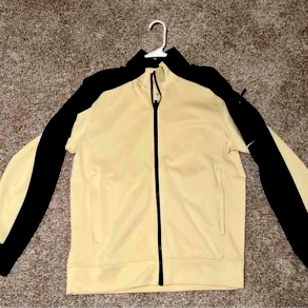 Nike Dri Fit Mens Activewear Track Jacket Full Zip Long Sleeves Tan & Black- M